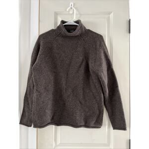 J Crew 100% Lambswool Rollneck Sweater Medium Brown Preppy Classic Minimalistic
